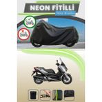 Cemku Shine Siyah Arka Çanta Uyumlu Neon Fitilli Yamaha X-Max 125 Abs Uyumlu Motor Brandası - Siyah, Arka Çanta Uyumlu