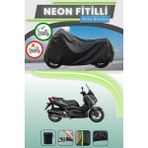 Cemku Shine Siyah Arka Çanta Uyumlu Neon Fitilli Yamaha X-Max 125 Iron Max Abs Uyumlu Motor Brandası - Siyah, Arka Çanta Uyumlu