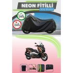 Cemku Shine Siyah Arka Çanta Uyumlu Neon Fitilli Yamaha X-Max 300 Abs Uyumlu Motor Brandası - Siyah, Arka Çanta Uyumlu