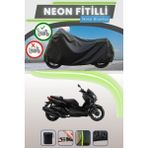 Cemku Shine Siyah Arka Çanta Uyumlu Neon Fitilli Yamaha X-Max 300 Iron Max Abs Uyumlu Motor Brandası - Siyah, Arka Çanta Uyumlu