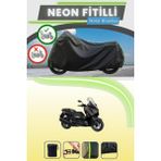 Cemku Shine Siyah Arka Çanta Uyumlu Neon Fitilli Yamaha X-Max 300 Tech Max Uyumlu Motor Brandası - Siyah, Arka Çanta Uyumlu