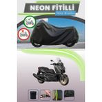 Cemku Shine Siyah Arka Çanta Uyumlu Neon Fitilli Yamaha X-Max 400 Tech Max Uyumlu Motor Brandası - Siyah, Arka Çanta Uyumlu