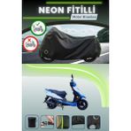 Cemku Shine Siyah Arka Çanta ve Kilit Uyumlu Neon Fitilli Apachi Alfa 50 Uyumlu Motor Brandası - Siyah, Arka Çanta ve Kilit Uyumlu