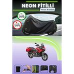 Cemku Shine Siyah Arka Çanta ve Kilit Uyumlu Neon Fitilli Aprilia Caponord 1200 Abs Travel Pack Motor Brandası - Siyah, Arka Çanta ve Kilit Uyumlu