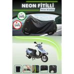 Cemku Shine Siyah Arka Çanta ve Kilit Uyumlu Neon Fitilli Arora Ar 100-7 Special Alfa Uyumlu Motor Brandası - Siyah, Arka Çanta ve Kilit Uyumlu