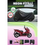 Cemku Shine Siyah Arka Çanta ve Kilit Uyumlu Neon Fitilli Honda PCX125 Uyumlu Motor Brandası - Siyah, Arka Çanta ve Kilit Uyumlu