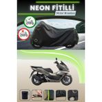 Cemku Shine Siyah Arka Çanta ve Kilit Uyumlu Neon Fitilli Honda PCX150 Uyumlu Motor Brandası - Siyah, Arka Çanta ve Kilit Uyumlu