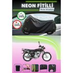 Cemku Shine Siyah Arka Çanta ve Kilit Uyumlu Neon Fitilli Kanuni Breton 125 Uyumlu Motor Brandası - Siyah, Arka Çanta ve Kilit Uyumlu