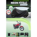 Cemku Shine Siyah Arka Çanta ve Kilit Uyumlu Neon Fitilli Kanuni Breton S Uyumlu Motor Brandası - Siyah, Arka Çanta ve Kilit Uyumlu