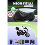 Cemku Shine Siyah Arka Çanta ve Kilit Uyumlu Neon Fitilli Kuba Chia 125 Uyumlu Motor Brandası - Siyah, Arka Çanta ve Kilit Uyumlu