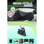 Cemku Shine Siyah Arka Çanta ve Kilit Uyumlu Neon Fitilli Kymco Dink R 150 Uyumlu Motor Brandası - Siyah, Arka Çanta ve Kilit Uyumlu