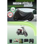 Cemku Shine Siyah Arka Çanta ve Kilit Uyumlu Neon Fitilli Kymco Like 125 Uyumlu Motor Brandası - Siyah, Arka Çanta ve Kilit Uyumlu