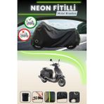 Cemku Shine Siyah Arka Çanta ve Kilit Uyumlu Neon Fitilli Kymco Like S 125 Uyumlu Motor Brandası - Siyah, Arka Çanta ve Kilit Uyumlu