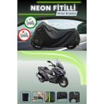 Cemku Shine Siyah Arka Çanta ve Kilit Uyumlu Neon Fitilli Kymco Xciting 250I Uyumlu Motor Brandası - Siyah, Arka Çanta ve Kilit Uyumlu