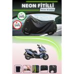 Cemku Shine Siyah Arka Çanta ve Kilit Uyumlu Neon Fitilli Kymco Xciting Vs 400 Uyumlu Motor Brandası - Siyah, Arka Çanta ve Kilit Uyumlu