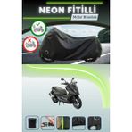 Cemku Shine Siyah Arka Çanta ve Kilit Uyumlu Neon Fitilli Kymco Xtown 250I Uyumlu Motor Brandası - Siyah, Arka Çanta ve Kilit Uyumlu