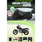Cemku Shine Siyah Arka Çanta ve Kilit Uyumlu Neon Fitilli Mondial 125 Vulture I Uyumlu Motor Brandası - Siyah, Arka Çanta ve Kilit Uyumlu