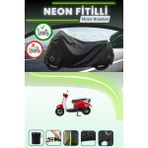 Cemku Shine Siyah Arka Çanta ve Kilit Uyumlu Neon Fitilli Mondial 50 Turismo Uyumlu Motor Brandası - Siyah, Arka Çanta ve Kilit Uyumlu