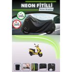Cemku Shine Siyah Arka Çanta ve Kilit Uyumlu Neon Fitilli Rks Bolero 50 Uyumlu Motor Brandası - Siyah, Arka Çanta ve Kilit Uyumlu