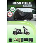 Cemku Shine Siyah Arka Çanta ve Kilit Uyumlu Neon Fitilli Sym Drg 160 Uyumlu Motor Brandası - Siyah, Arka Çanta ve Kilit Uyumlu