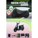 Cemku Shine Siyah Arka Çanta ve Kilit Uyumlu Neon Fitilli Sym Fiddle Iv 125 Uyumlu Motor Brandası - Siyah, Arka Çanta ve Kilit Uyumlu