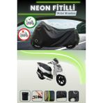 Cemku Shine Siyah Arka Çanta ve Kilit Uyumlu Neon Fitilli Sym Hd Evo 200 Uyumlu Motor Brandası - Siyah, Arka Çanta ve Kilit Uyumlu