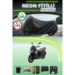 Cemku Shine Siyah Arka Çanta ve Kilit Uyumlu Neon Fitilli Sym Jet 4 125 Uyumlu Motor Brandası - Siyah, Arka Çanta ve Kilit Uyumlu