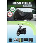 Cemku Shine Siyah Arka Çanta ve Kilit Uyumlu Neon Fitilli Sym Symphony St 125 Uyumlu Motor Brandası - Siyah, Arka Çanta ve Kilit Uyumlu