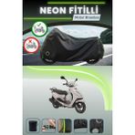 Cemku Shine Siyah Arka Çanta ve Kilit Uyumlu Neon Fitilli Yamaha Cygnus L Uyumlu Motor Brandası - Siyah, Arka Çanta ve Kilit Uyumlu
