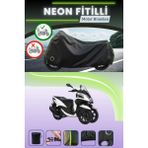 Cemku Shine Siyah Arka Çanta ve Kilit Uyumlu Neon Fitilli Yamaha Tricity 125 Uyumlu Motor Brandası - Siyah, Arka Çanta ve Kilit Uyumlu