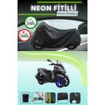 Cemku Shine Siyah Arka Çanta ve Kilit Uyumlu Neon Fitilli Yamaha Tricity 155 Uyumlu Motor Brandası - Siyah, Arka Çanta ve Kilit Uyumlu