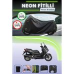 Cemku Shine Siyah Arka Çanta ve Kilit Uyumlu Neon Fitilli Yamaha X-Max 125 Iron Max Abs Uyumlu Motor Brandası - Siyah, Arka Çanta ve Kilit Uyumlu