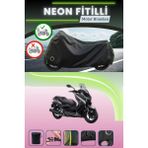 Cemku Shine Siyah Arka Çanta ve Kilit Uyumlu Neon Fitilli Yamaha X-Max 250 Abs Uyumlu Motor Brandası - Siyah, Arka Çanta ve Kilit Uyumlu