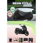 Cemku Shine Siyah Arka Çanta ve Kilit Uyumlu Neon Fitilli Yamaha X-Max 250 Momodesign Uyumlu Motor Brandası - Siyah, Arka Çanta ve Kilit Uyumlu