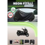 Cemku Shine Siyah Arka Çanta ve Kilit Uyumlu Neon Fitilli Yamaha X-Max 300 Tech Max Uyumlu Motor Brandası - Siyah, Arka Çanta ve Kilit Uyumlu