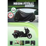 Cemku Shine Siyah Arka Çanta ve Kilit Uyumlu Neon Fitilli Yamaha X-Max 400 Iron Max Uyumlu Motor Brandası - Siyah, Arka Çanta ve Kilit Uyumlu