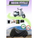 Cemku Shine Siyah Neon Fitilli Aprilia Mojito 125 Custom Uyumlu Motor Brandası - Siyah, Arka Çanta ve Kilit Uyumsuz