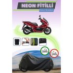 Cemku Shine Siyah Neon Fitilli Honda PCX125 Uyumlu Motor Brandası - Siyah, Arka Çanta ve Kilit Uyumsuz