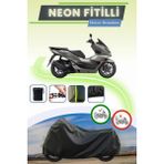 Cemku Shine Siyah Neon Fitilli Honda PCX150 Uyumlu Motor Brandası - Siyah, Arka Çanta ve Kilit Uyumsuz