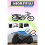 Cemku Shine Siyah Neon Fitilli Kuba Çita 125R Max Uyumlu Motor Brandası - Siyah, Arka Çanta ve Kilit Uyumsuz