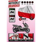 Cemku Twin Üst Gri - Alt Kırmızı Honda PCX150 Uyumlu Motor Brandası, Arka Çanta Uyumsuz - Gri - Kırmızı