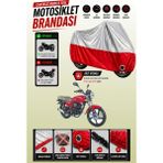 Cemku Twin Üst Gri - Alt Kırmızı Kanuni Breton S Uyumlu Motor Brandası, Arka Çanta Uyumsuz - Gri - Kırmızı