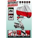 Cemku Twin Üst Gri - Alt Kırmızı Yamaha Cygnus L Uyumlu Motor Brandası, Arka Çanta Uyumsuz - Gri - Kırmızı