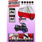 Cemku Twin Üst Gri - Alt Kırmızı Yamaha Tricity 155 Uyumlu Motor Brandası, Arka Çanta Uyumsuz - Gri - Kırmızı