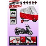Cemku Twin Üst Gri - Alt Kırmızı Yamaha X-Max 125 Abs Uyumlu Motor Brandası, Arka Çanta Uyumsuz - Gri - Kırmızı