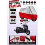 Cemku Twin Üst Gri - Alt Kırmızı Yamaha X-Max 400 Abs Uyumlu Motor Brandası, Arka Çanta Uyumsuz - Gri - Kırmızı
