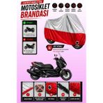 Cemku Twin Üst Gri - Alt Kırmızı Yamaha X-Max 400 Iron Max Uyumlu Motor Brandası, Arka Çanta Uyumsuz - Gri - Kırmızı