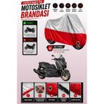 Cemku Twin Üst Gri - Alt Kırmızı Yamaha X-Max 400 Tech Max Uyumlu Motor Brandası, Arka Çanta Uyumsuz - Gri - Kırmızı