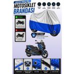 Cemku Twin Üst Gri - Alt Mavi Yamaha X-Max 250 Uyumlu Motor Brandası, Arka Çanta Uyumsuz - Gri - Mavi