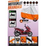 Cemku Twin Üst Gri - Alt Turuncu Honda PCX125 Uyumlu Motor Brandası, Arka Çanta Uyumsuz - Gri - Turuncu